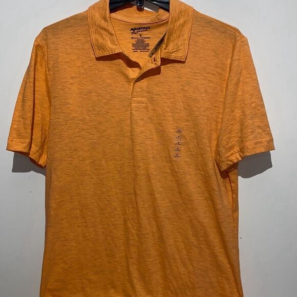 Arizona Jean Co. Men's Orange Heather Two Button Polo Shirt Size Medium NWT - Picture 1 of 8
